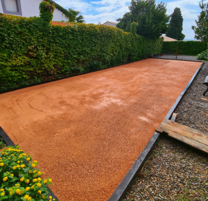 Sable stabilisé rouge pour boulodrome 0/6 validé FFPJP