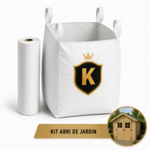 Kit sous-abri de jardin sable lavé et géotextile renforcé 200 g/m² pour cabanon ou abri métal