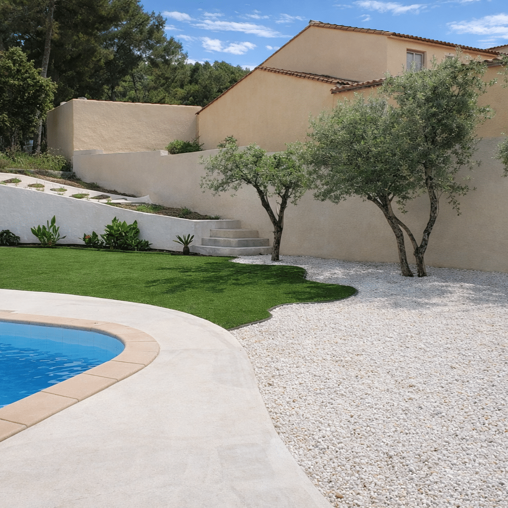 realisation client gravier exterieurs piscine - King Matériaux