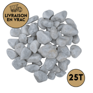 Galet marbre blanc 25/40 mm en vrac